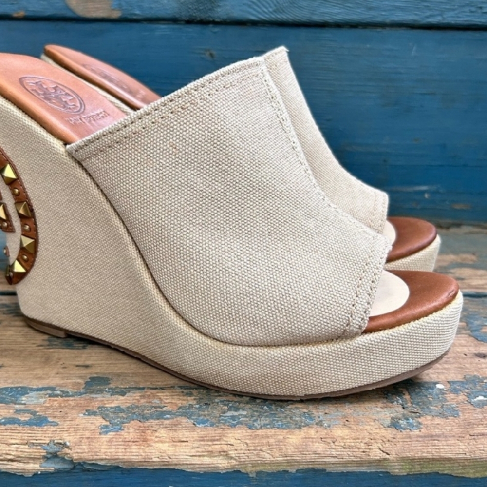 Tory Burch Signature Stylish Women's Wedge Mules